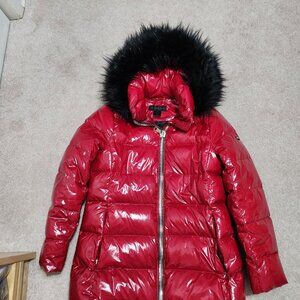 DK (Donna Karen New York) Vinyl Like, Medium Women's Winter Coat, Red